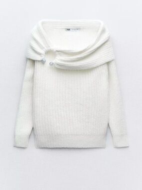 Zara White Off the Shoulder Sweater